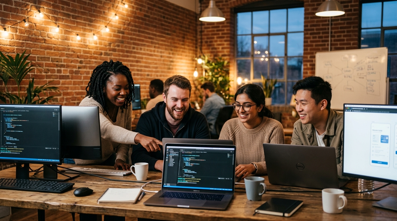 Equipo de desarrollo de LogicsFox colaborando